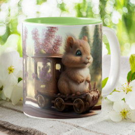 Niedliches Eichhörnchen auf einem Personalisierten Zweifarbige Tasse