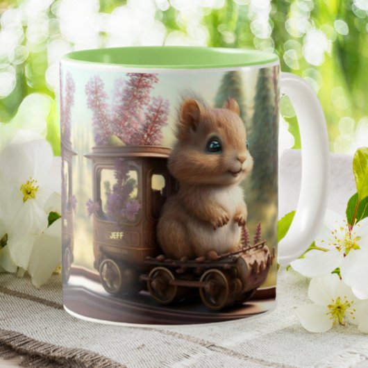 Niedliches Eichhörnchen auf einem Personalisierten Zweifarbige Tasse