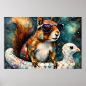 Niedliches Eichhörnchen auf einer Floattour Poster (Vorne)