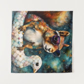 Niedliches Eichhörnchen auf einer Floattour Wandteppich (Vorderseite (Horizontal))