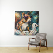 Niedliches Eichhörnchen auf einer Floattour Wandteppich (Beispiel)