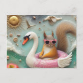 Niedliches Eichhörnchen auf einer Rosa- und Weißen Postkarte (Vorderseite)