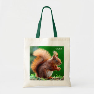 Niedliches Eichhörnchen auf Gras-Tasche Tragetasche