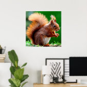 Niedliches Eichhörnchen auf Grasplakat Poster (Heimbüro)