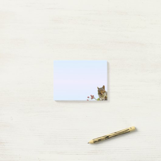 Niedliches Eichhörnchen auf Light Blue Gradient Post-it Klebezettel (Auf Schreibtisch)