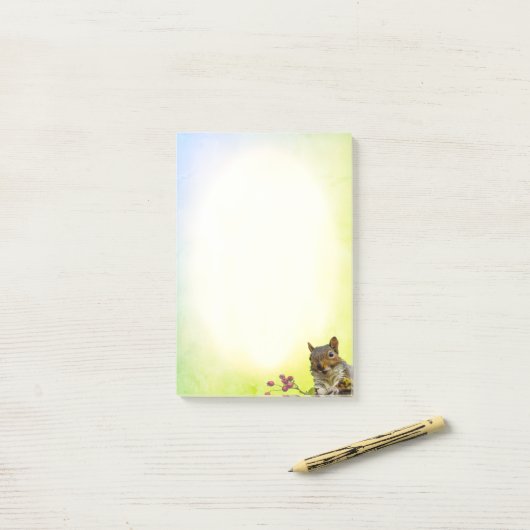 Niedliches Eichhörnchen auf Pastellfarben Post-it Klebezettel (Auf Schreibtisch)