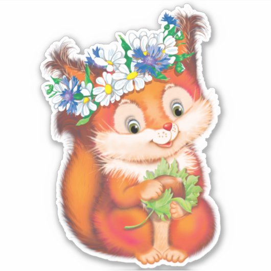 niedliches Eichhörnchen Aufkleber (Vorderseite)