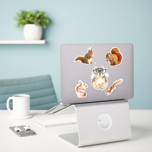 Niedliches Eichhörnchen-Aufkleberpack Aufkleber (Laptop auf Schreibtisch)