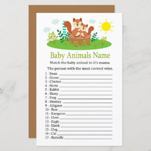 Niedliches Eichhörnchen Baby Tiere Name Game