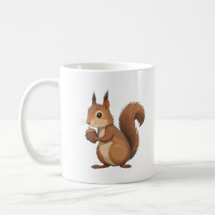 Niedliches Eichhörnchen, das eine Nuss zum Essen h Kaffeetasse