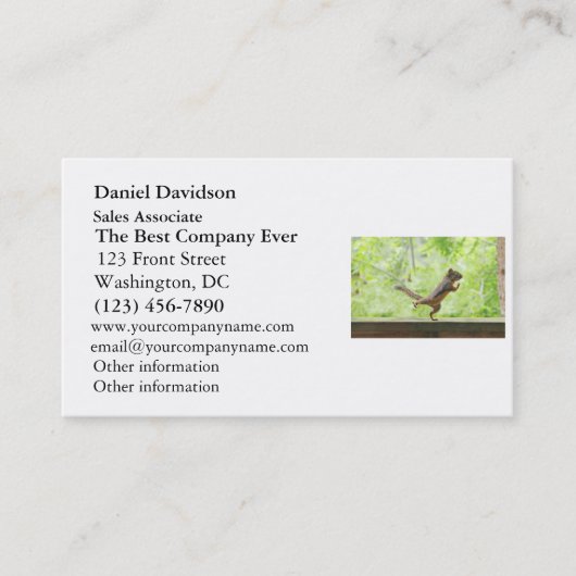 Niedliches Eichhörnchen, das Tai-Chi tut Visitenkarte (Vorderseite)