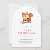 Niedliches Eichhörnchen, Einladung zum 1. Geburtst (Vorderseite)