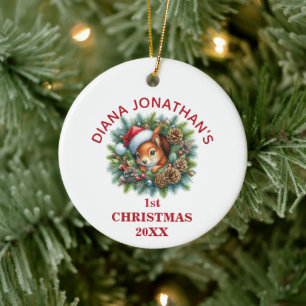 Niedliches Eichhörnchen Erste Weihnachten Personal Keramik Ornament