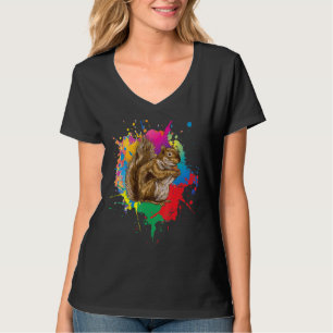 Niedliches Eichhörnchen Farbige Pop-Art-Farbexplos T-Shirt