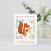 Niedliches Eichhörnchen Feiertagspostkarte (Stehend Vorderseite)