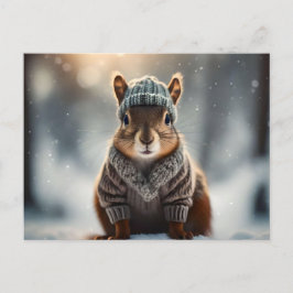 Niedliches Eichhörnchen für die Winterpostkarte Postkarte