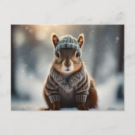 Niedliches Eichhörnchen für die Winterpostkarte Postkarte