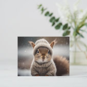 Niedliches Eichhörnchen für die Winterpostkarte Postkarte (Stehend Vorderseite)