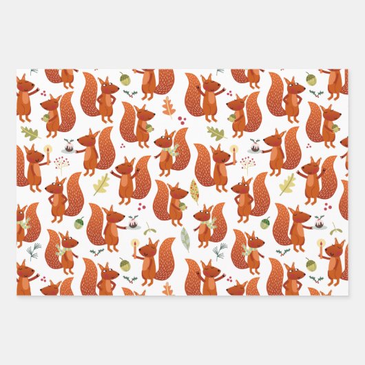 Niedliches Eichhörnchen Geschenkpapier Set (Vorderseite)