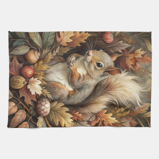 Niedliches Eichhörnchen Geschirrtuch (Horizontal)