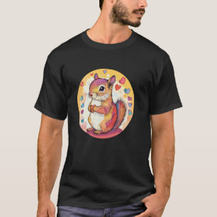 Niedliches Eichhörnchen hält Herz umgeben von Herz T-Shirt
