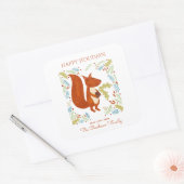 Niedliches Eichhörnchen Happy Holidays Personalisi Quadratischer Aufkleber (Umschlag)