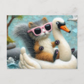 Niedliches Eichhörnchen Hybrid auf einer Swan Floa Postkarte (Vorderseite)