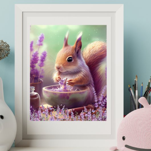 Niedliches Eichhörnchen im Lavender Fields Art Kin Poster