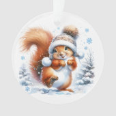 Niedliches Eichhörnchen im Schnee Weihnachten Pers Ornament (Vorderseite)