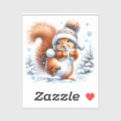 Niedliches Eichhörnchen im Schneehafen Aufkleber (Blatt)