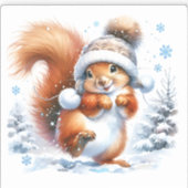 Niedliches Eichhörnchen im Schneehafen Aufkleber (Vorderseite)