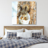 Niedliches Eichhörnchen in der Winterlandschaft Leinwanddruck (Insitu (Schlafzimmer))