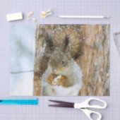Niedliches Eichhörnchen in der Winterlandschaft Seidenpapier (Handwerk)