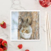 Niedliches Eichhörnchen in der Winterlandschaft Serviette (Beispiel)