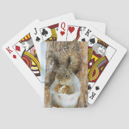 Niedliches Eichhörnchen in der Winterlandschaft Spielkarten