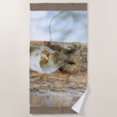 Niedliches Eichhörnchen in der Winterlandschaft Strandtuch (Vorderseite)