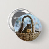 Niedliches Eichhörnchen in einem Korb im Winter Button (Vorne & Hinten)