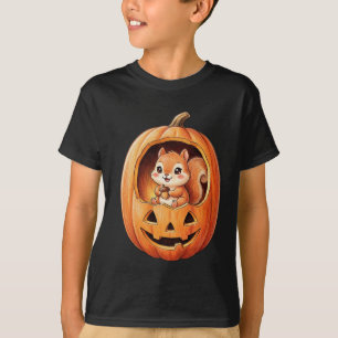 Niedliches Eichhörnchen in Halloween-Kürbis Jack o T-Shirt