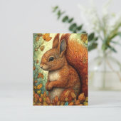 Niedliches Eichhörnchen in Whimsical Fall Forest Postkarte (Stehend Vorderseite)