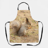 Niedliches Eichhörnchen isst ein Nussbaum-Foto Schürze (Vorderseite)