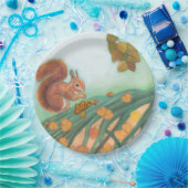 Niedliches Eichhörnchen isst HazelnussIllustration Pappteller (Party)