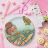 Niedliches Eichhörnchen isst HazelnussIllustration Pappteller (Party)