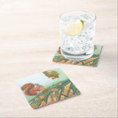 Niedliches Eichhörnchen isst HazelnussIllustration Rechteckiger Pappuntersetzer (Vor Ort)