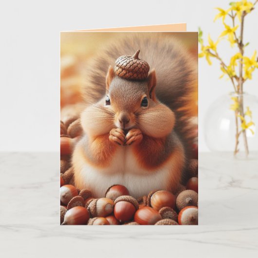 Niedliches Eichhörnchen Karte (Gelbe Blume)