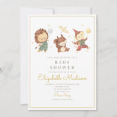 Niedliches Eichhörnchen , Löwen und Affen Babydusc Einladung (Vorderseite)