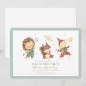 Niedliches Eichhörnchen, Löwen und Affen Erster Ge Einladung (Vorne/Hinten)