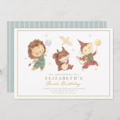 Niedliches Eichhörnchen, Löwen und Affen Erster Ge Einladung (Vorne/Hinten)