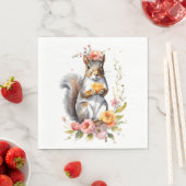 Niedliches Eichhörnchen mit Blume Serviette (Beispiel)