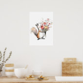Niedliches Eichhörnchen mit Blumenstrauß Poster (Küche)