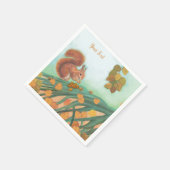 Niedliches Eichhörnchen mit Haselnussbildern Serviette (Ecke)